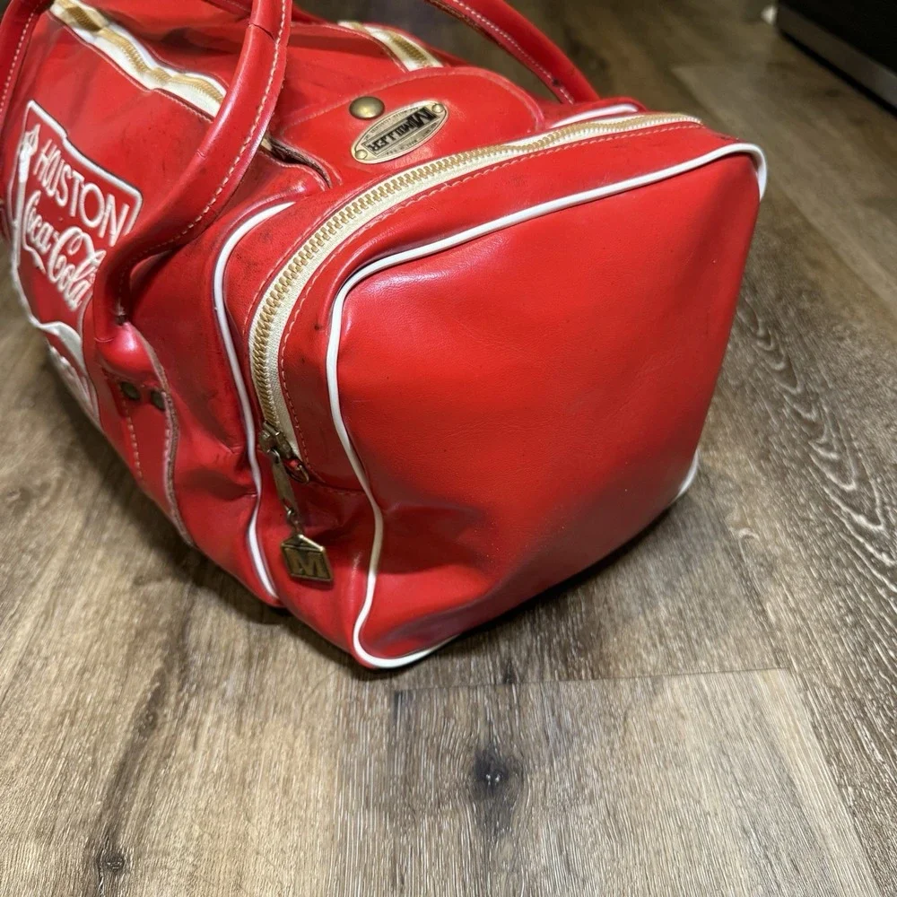 Vintage Houston Open‎ Golf Coca Cola Leather Duffel Bag Red White 50s 60s Talon